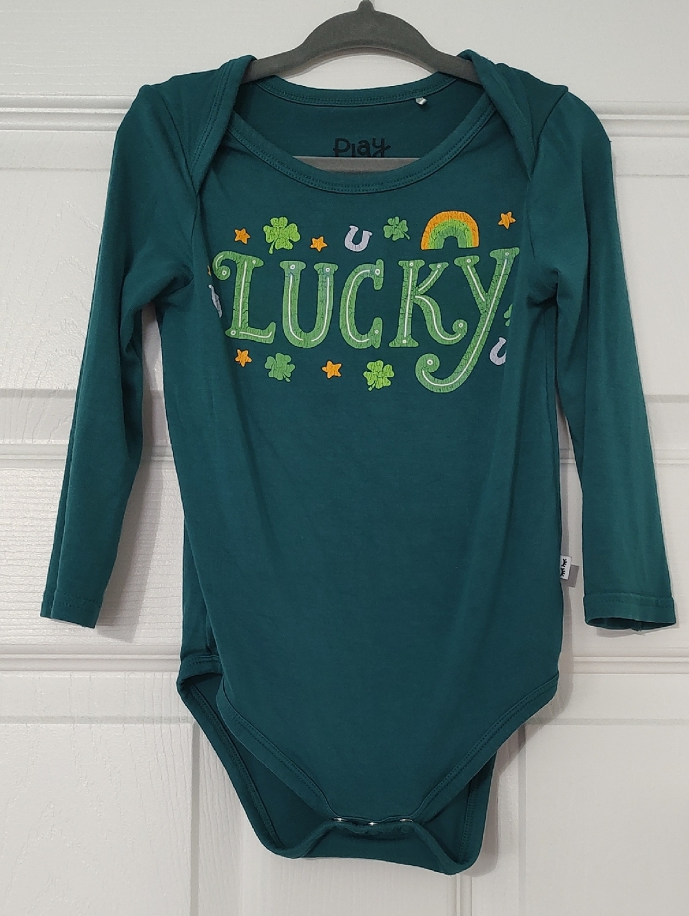 Kids Teal 'Lucky' Long-Sleeve One-Piece Bodysuit